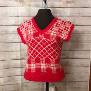 Cozy Red Plaid V-Neck Sweater